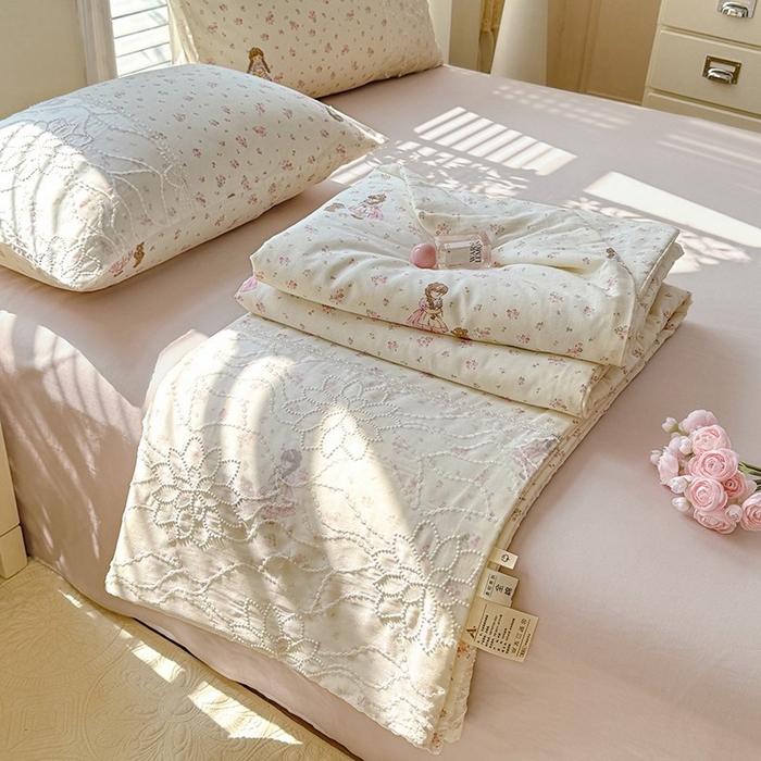 眠博士 2025新款双层纱印花雪纺夏被  雪纺夏被-麻花少女