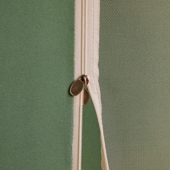 91家纺网 家纺一手货源 找家纺 浪幔纱蚊帐 2025新款A类遮光防摔蚊帐坐床拉链全底回底纯色加厚支架 橄榄绿【回底带帘款】