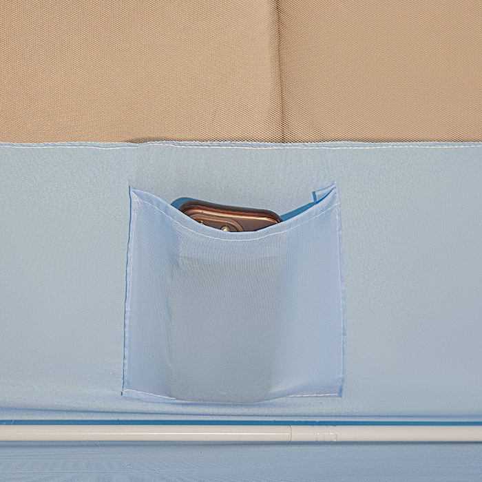 91家纺网 家纺一手货源 找家纺 浪幔纱蚊帐 2025新款A类遮光防摔蚊帐坐床拉链全底回底纯色加厚支架 舒雅蓝【回底带帘款】