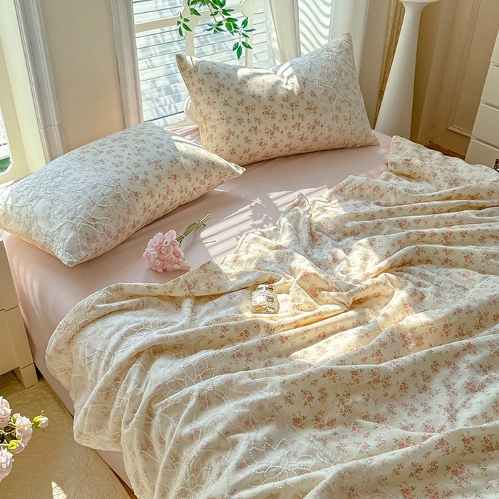 91家纺网 家纺一手货源 找家纺 眠博士 2025新款双层纱印花雪纺夏被  雪纺夏被-芯蔷