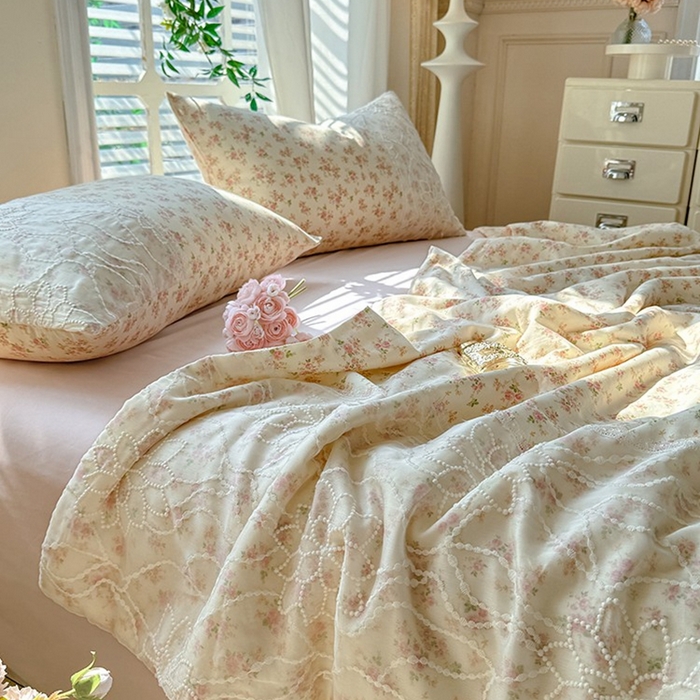 91家纺网 家纺一手货源 找家纺 眠博士 2025新款双层纱印花雪纺夏被  雪纺夏被-芯蔷