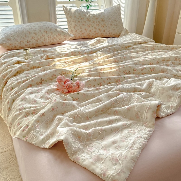 91家纺网 家纺一手货源 找家纺 眠博士 2025新款双层纱印花雪纺夏被  雪纺夏被-芯蔷