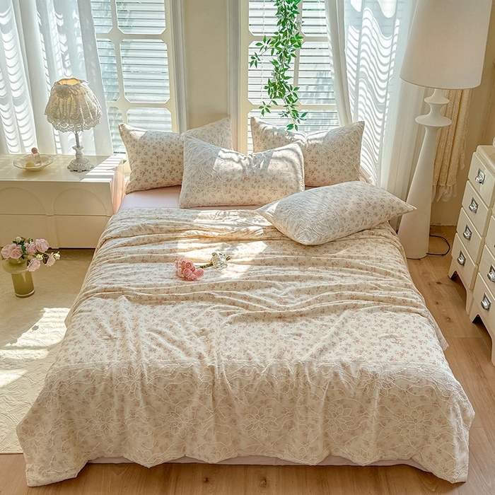 91家纺网 家纺一手货源 找家纺 眠博士 2025新款双层纱印花雪纺夏被  雪纺夏被-芯蔷