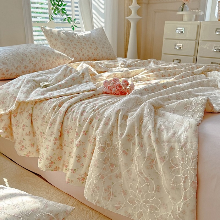 91家纺网 家纺一手货源 找家纺 眠博士 2025新款双层纱印花雪纺夏被  雪纺夏被-芯蔷