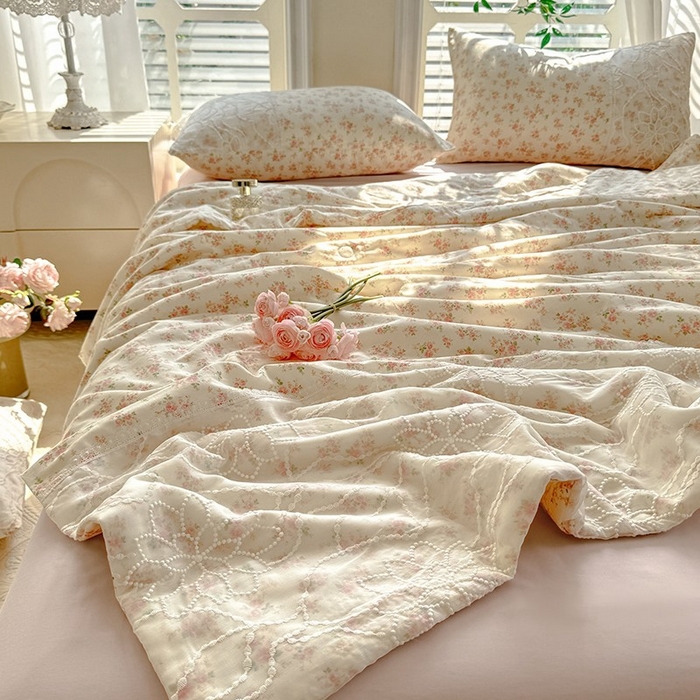 91家纺网 家纺一手货源 找家纺 眠博士 2025新款双层纱印花雪纺夏被  雪纺夏被-芯蔷