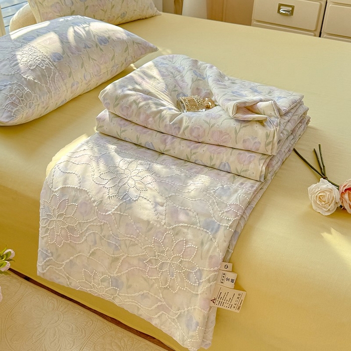 眠博士 2025新款双层纱印花雪纺夏被  雪纺夏被-郁金花海