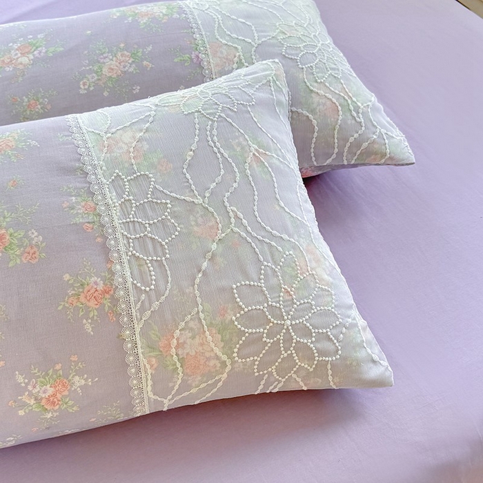 91家纺网 家纺一手货源 找家纺 眠博士 2025新款双层纱印花雪纺夏被  雪纺夏被-紫菱