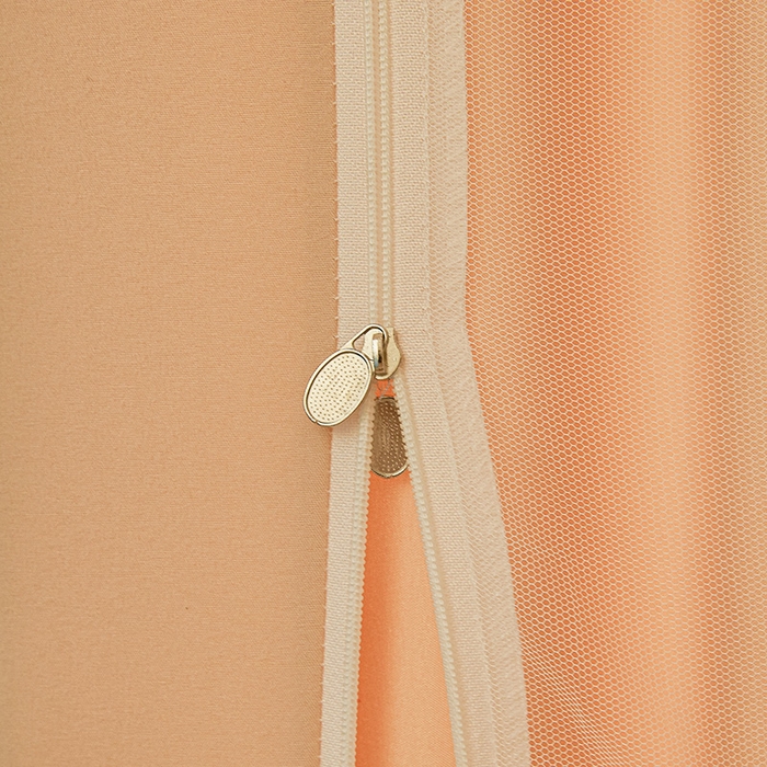 91家纺网 家纺一手货源 找家纺 浪幔纱蚊帐 2025新款A类遮光防摔蚊帐坐床拉链全底回底纯色加厚支架 心意橙【回底无帘款】