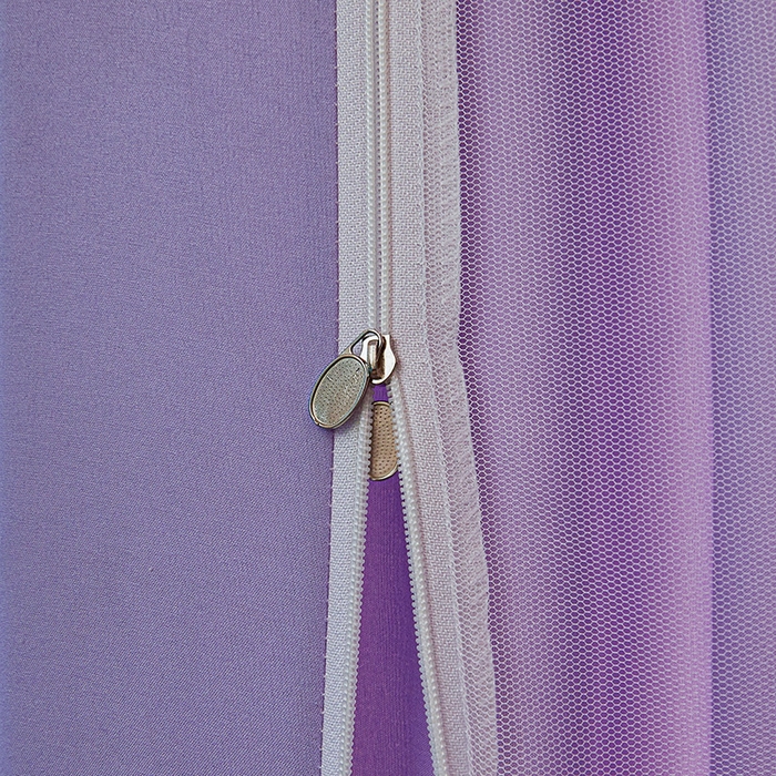 91家纺网 家纺一手货源 找家纺 浪幔纱蚊帐 2025新款A类遮光防摔蚊帐坐床拉链全底回底纯色加厚支架 优雅紫【回底无帘款】