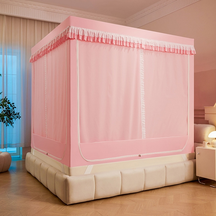 91家纺网 家纺一手货源 找家纺 （总）浪幔纱蚊帐 2025新款A类可拆卸床单全底防摔蚊帐遮光床帘一体式回底拉链坐床蚊帐