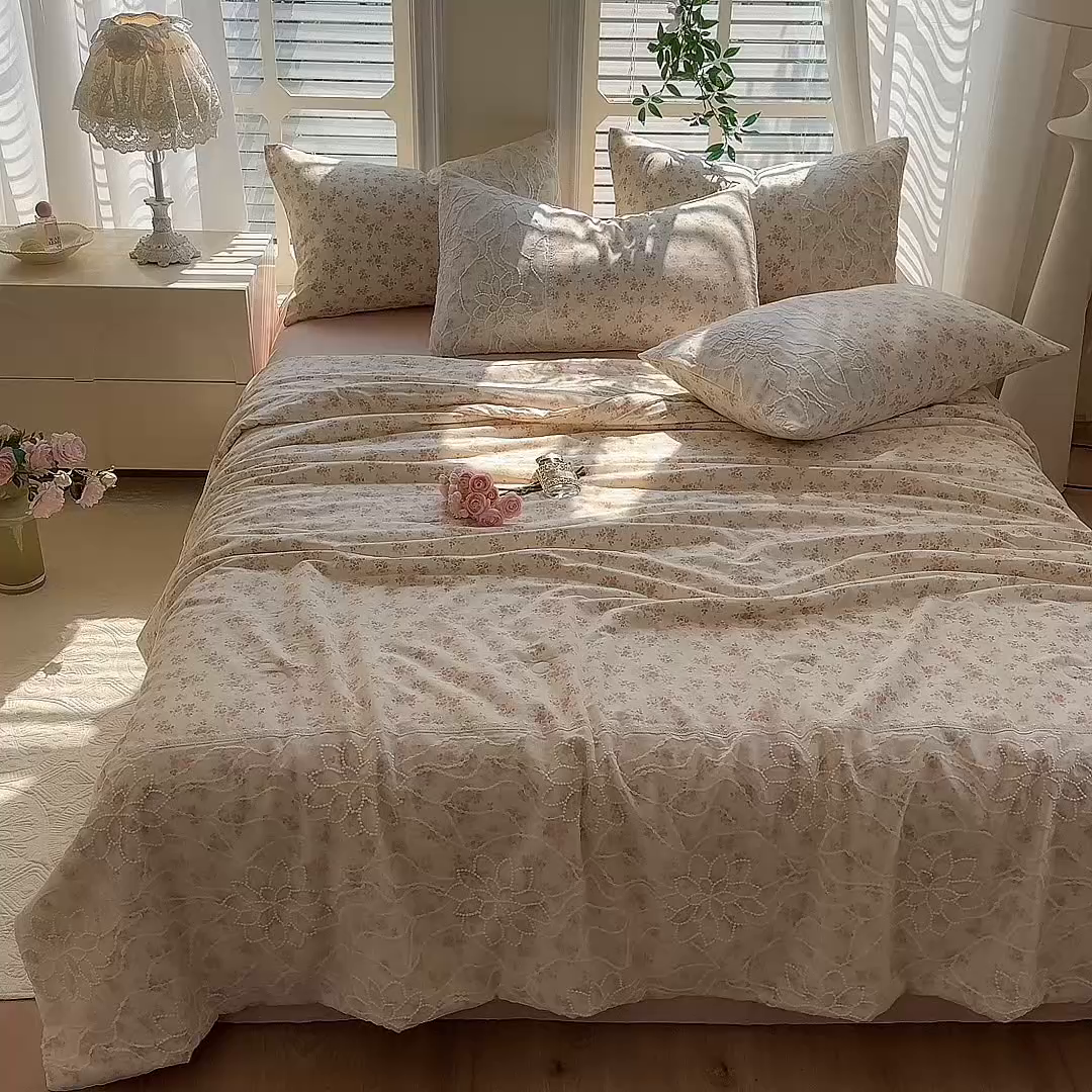 91家纺网 家纺一手货源 找家纺 眠博士 2025新款双层纱印花雪纺夏被  雪纺夏被-芯蔷