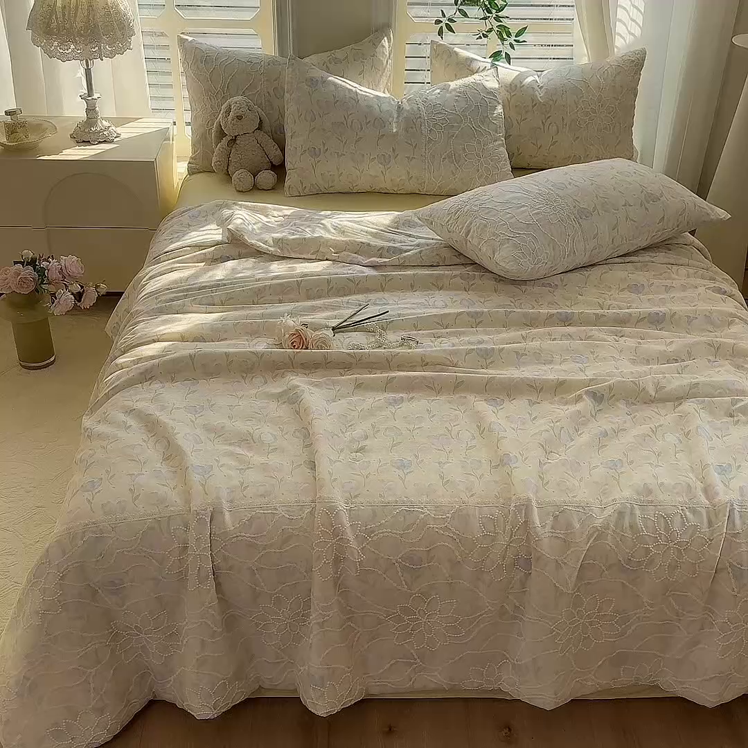 91家纺网 家纺一手货源 找家纺 眠博士 2025新款双层纱印花雪纺夏被  雪纺夏被-郁金花海