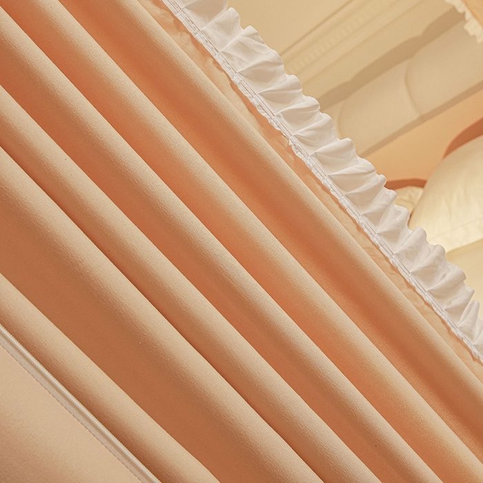 91家纺网 家纺一手货源 找家纺 浪幔纱蚊帐 2025新款A类遮光防摔蚊帐坐床拉链全底回底纯色加厚支架 心意橙【全底带帘款】