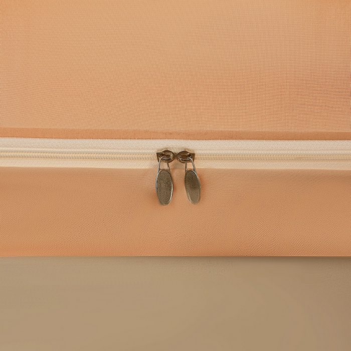 91家纺网 家纺一手货源 找家纺 浪幔纱蚊帐 2025新款A类遮光防摔蚊帐坐床拉链全底回底纯色加厚支架 心意橙【全底无帘款】