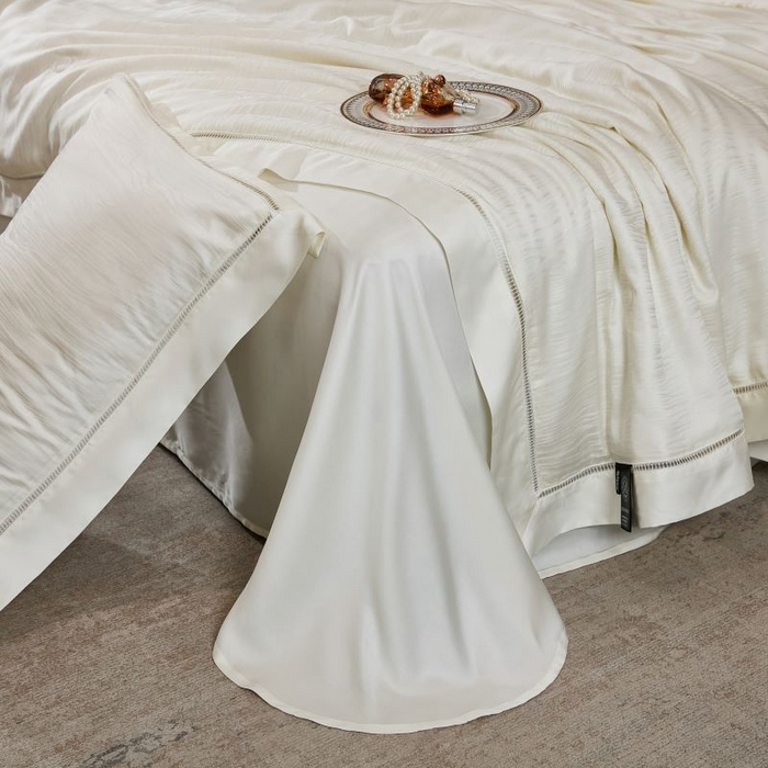 91家纺网 家纺一手货源 找家纺 眠博士2025新款提花夏被四件套多件套 流光白