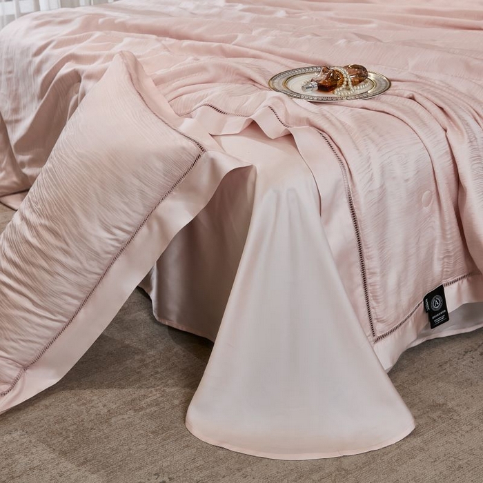 91家纺网 家纺一手货源 找家纺 眠博士2025新款提花夏被四件套多件套 香盈粉