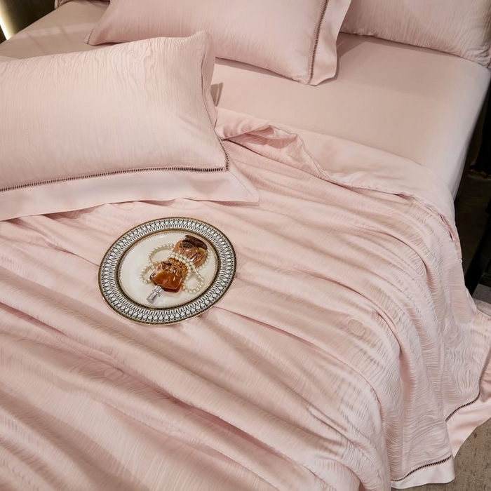 91家纺网 家纺一手货源 找家纺 眠博士2025新款提花夏被四件套多件套 香盈粉