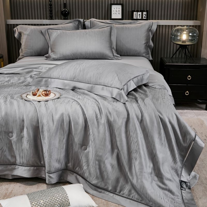 眠博士2025新款提花夏被四件套多件套 雅致灰