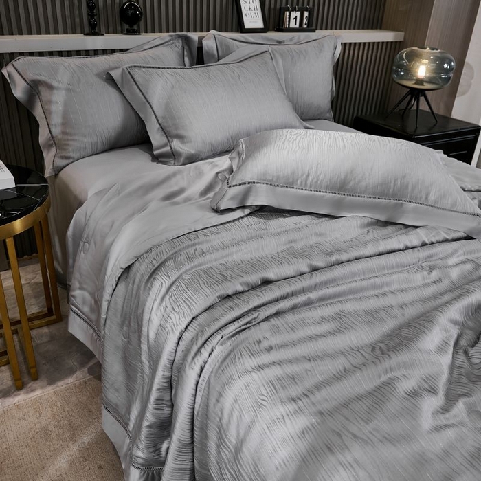 91家纺网 家纺一手货源 找家纺 眠博士2025新款提花夏被四件套多件套 雅致灰