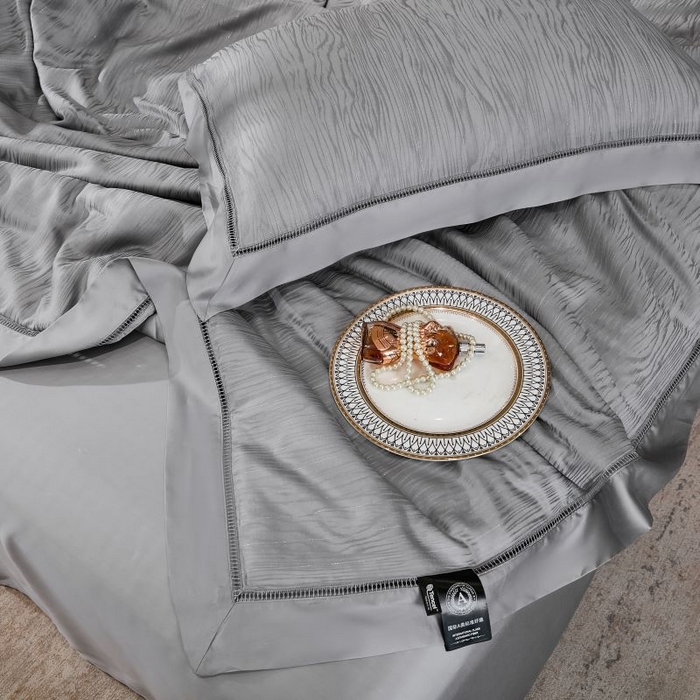 91家纺网 家纺一手货源 找家纺 眠博士2025新款提花夏被四件套多件套 雅致灰