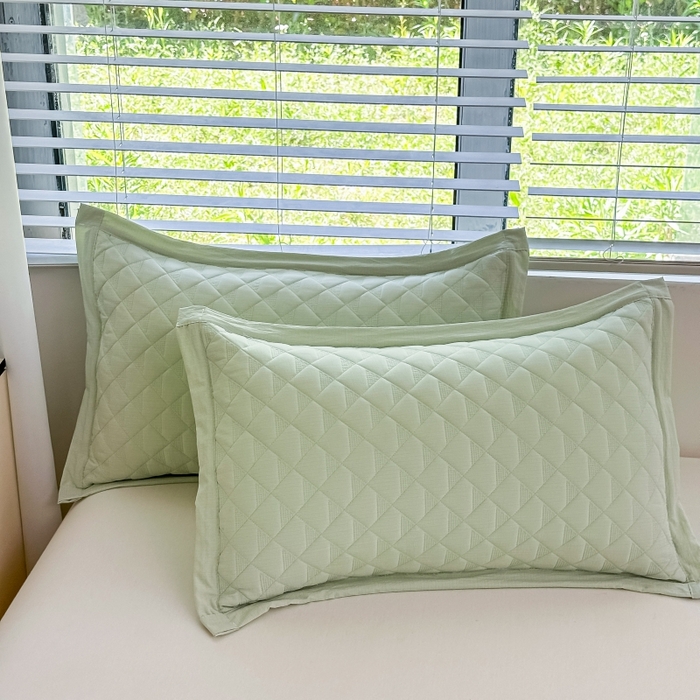 橘夏家纺 2025新款凉感雪肌棉纯色枕套 柳绿