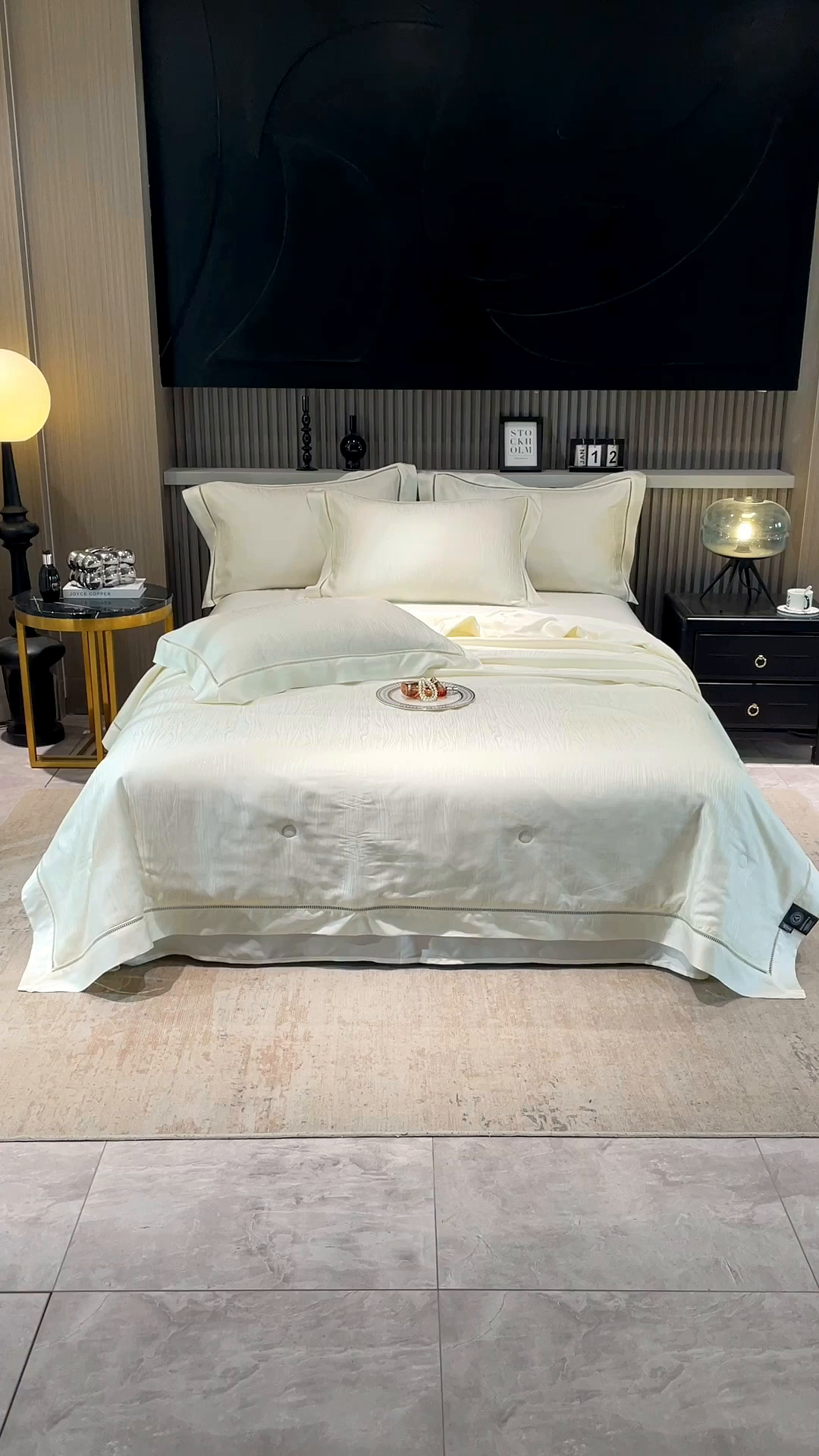 91家纺网 家纺一手货源 找家纺 眠博士2025新款提花夏被四件套多件套 流光白