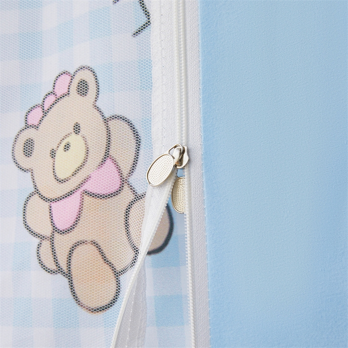 91家纺网 家纺一手货源 找家纺 浪幔纱蚊帐 2025新款A类可拆卸床单全底防摔蚊帐遮光床帘一体式回底拉链坐床 快乐萌猫【回底款】