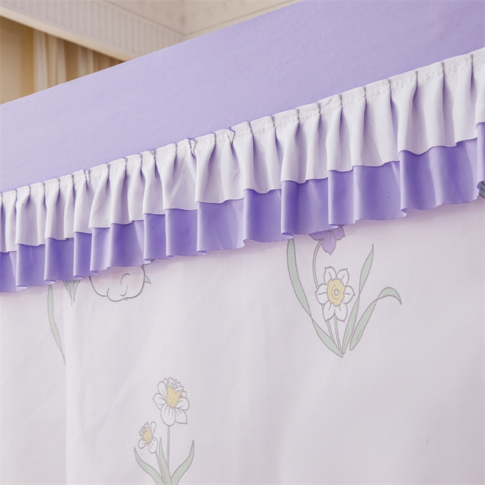 91家纺网 家纺一手货源 找家纺 浪幔纱蚊帐 2025新款A类可拆卸床单全底防摔蚊帐遮光床帘一体式回底拉链坐床 花丛小兔【回底款】