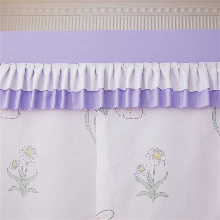 91家纺网 家纺一手货源 找家纺 浪幔纱蚊帐 2025新款A类可拆卸床单全底防摔蚊帐遮光床帘一体式回底拉链坐床 花丛小兔【回底款】