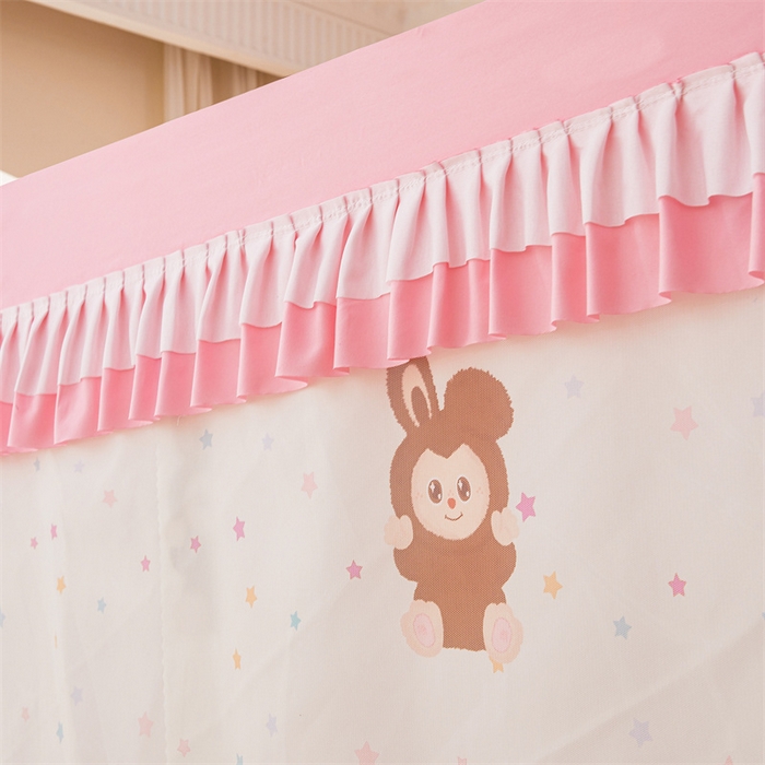 91家纺网 家纺一手货源 找家纺 浪幔纱蚊帐 2025新款A类可拆卸床单全底防摔蚊帐遮光床帘一体式回底拉链坐床 可爱乐园【回底款】