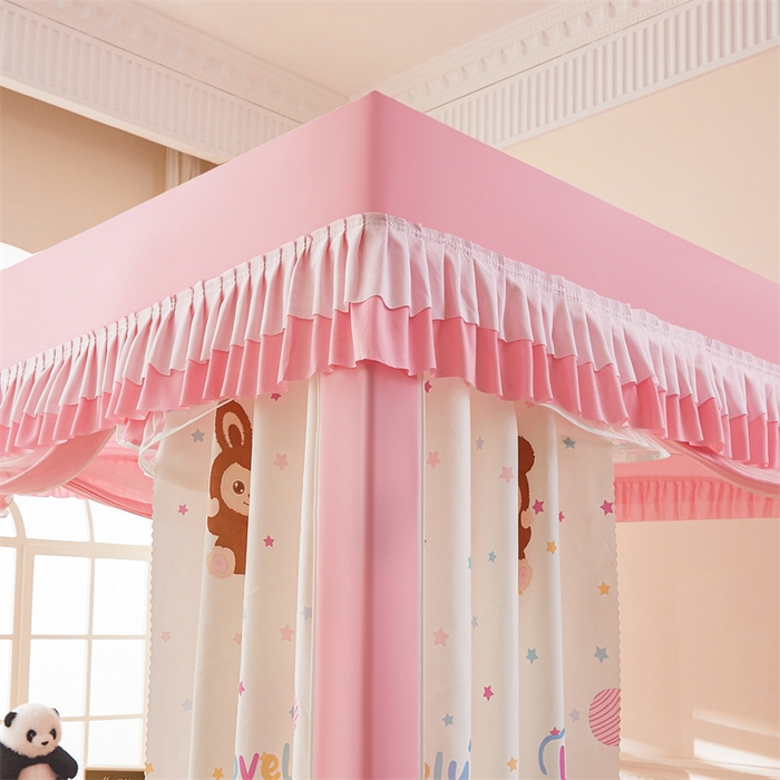 91家纺网 家纺一手货源 找家纺 浪幔纱蚊帐 2025新款A类可拆卸床单全底防摔蚊帐遮光床帘一体式回底拉链坐床 可爱乐园【回底款】