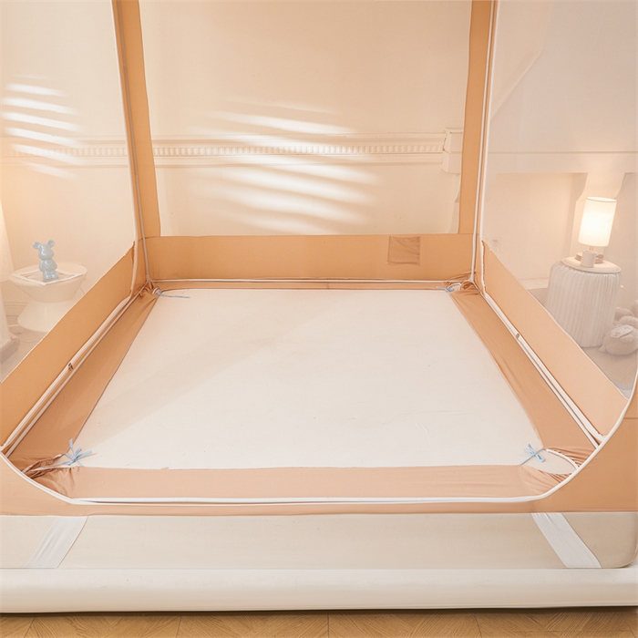 91家纺网 家纺一手货源 找家纺 浪幔纱蚊帐 2025新款A类可拆卸床单全底防摔蚊帐遮光床帘一体式回底拉链坐床 森林灵狐【回底款】