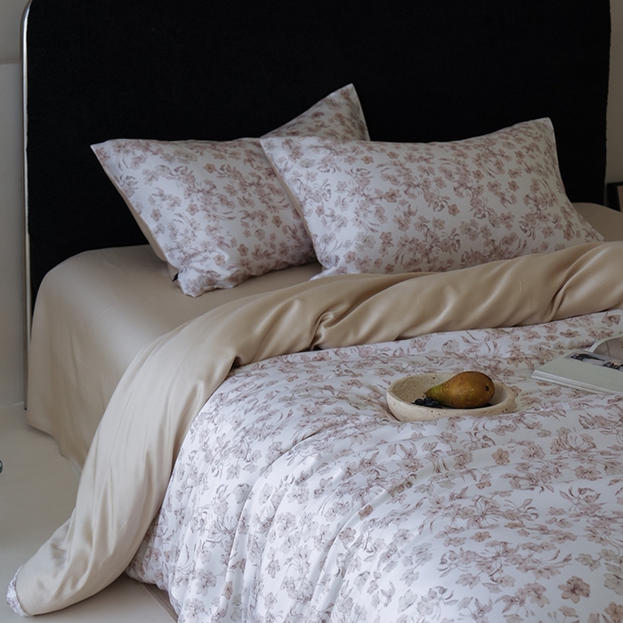 91家纺网 家纺一手货源 找家纺 （总）咏绒家纺工厂店 2025新款A类奥地利进口天丝轻奢花卉款四件套系列