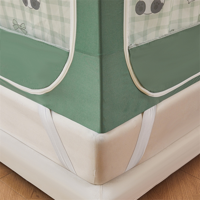 91家纺网 家纺一手货源 找家纺 浪幔纱蚊帐 2025新款A类可拆卸床单全底防摔蚊帐遮光床帘一体式回底拉链坐床 岁岁平安【回底款】