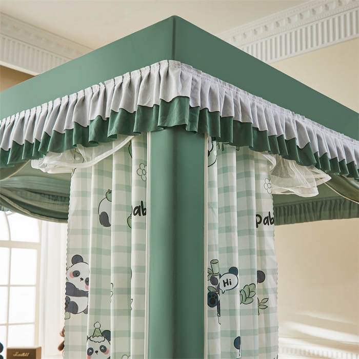 91家纺网 家纺一手货源 找家纺 浪幔纱蚊帐 2025新款A类可拆卸床单全底防摔蚊帐遮光床帘一体式回底拉链坐床 岁岁平安【回底款】