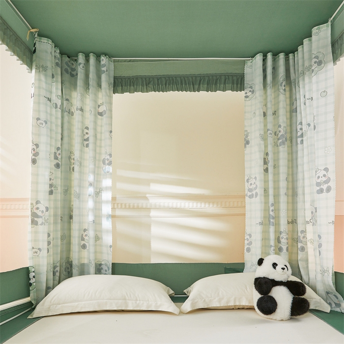 91家纺网 家纺一手货源 找家纺 浪幔纱蚊帐 2025新款A类可拆卸床单全底防摔蚊帐遮光床帘一体式回底拉链坐床 岁岁平安【回底款】