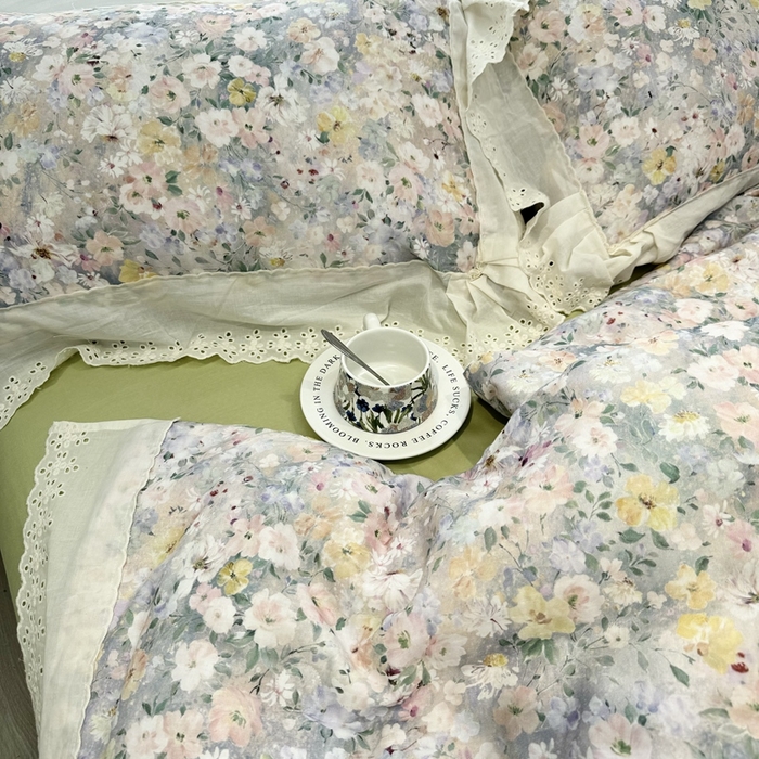 91家纺网 家纺一手货源 找家纺 （总）眠博士2025新款双层纱印花花边夏被花卉系列 