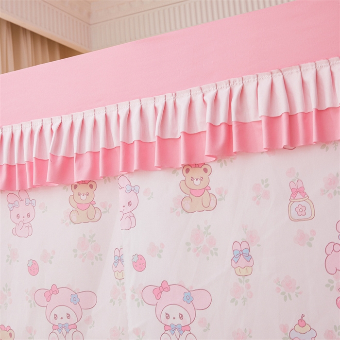 91家纺网 家纺一手货源 找家纺 浪幔纱蚊帐 2025新款A类可拆卸床单全底防摔蚊帐遮光床帘一体式回底拉链坐床 甜心乐蒂【回底款】