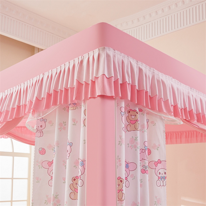 91家纺网 家纺一手货源 找家纺 浪幔纱蚊帐 2025新款A类可拆卸床单全底防摔蚊帐遮光床帘一体式回底拉链坐床 甜心乐蒂【回底款】