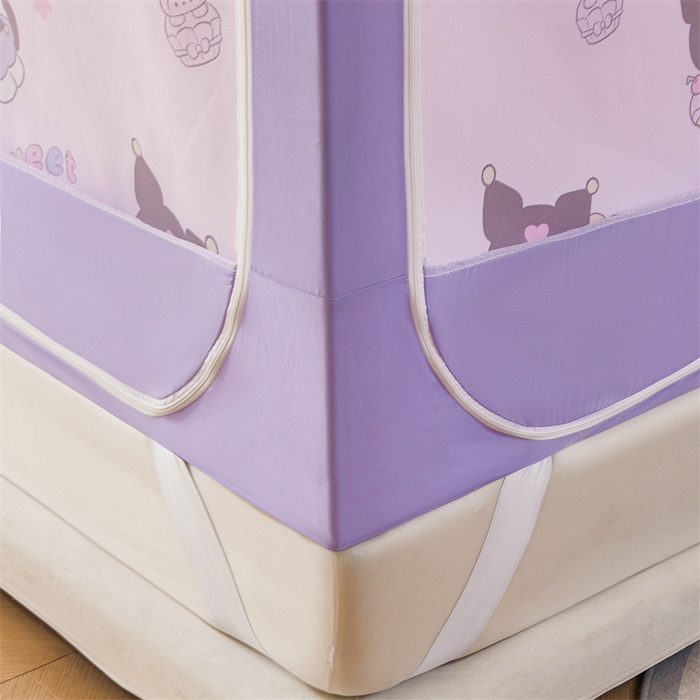 91家纺网 家纺一手货源 找家纺 浪幔纱蚊帐 2025新款A类可拆卸床单全底防摔蚊帐遮光床帘一体式回底拉链坐床 甜心洛米【回底款】