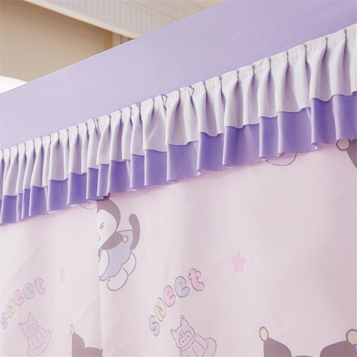 91家纺网 家纺一手货源 找家纺 浪幔纱蚊帐 2025新款A类可拆卸床单全底防摔蚊帐遮光床帘一体式回底拉链坐床 甜心洛米【回底款】