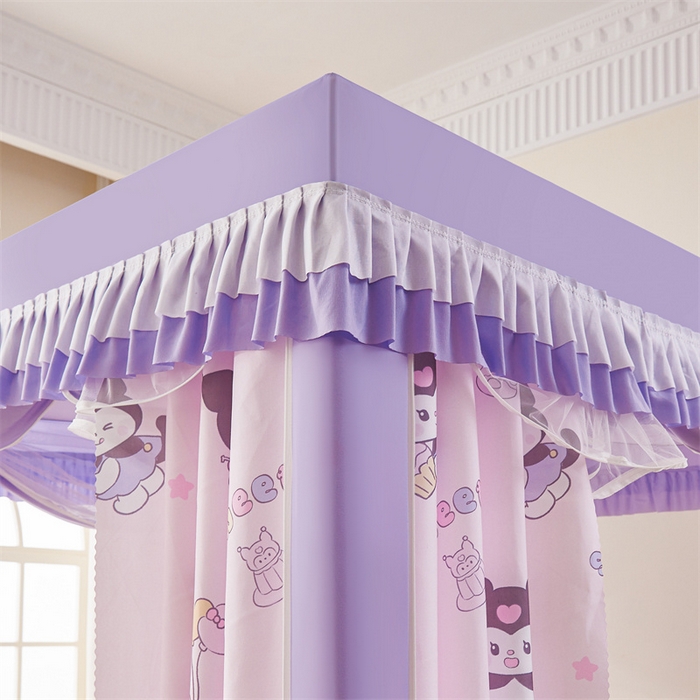 91家纺网 家纺一手货源 找家纺 浪幔纱蚊帐 2025新款A类可拆卸床单全底防摔蚊帐遮光床帘一体式回底拉链坐床 甜心洛米【回底款】