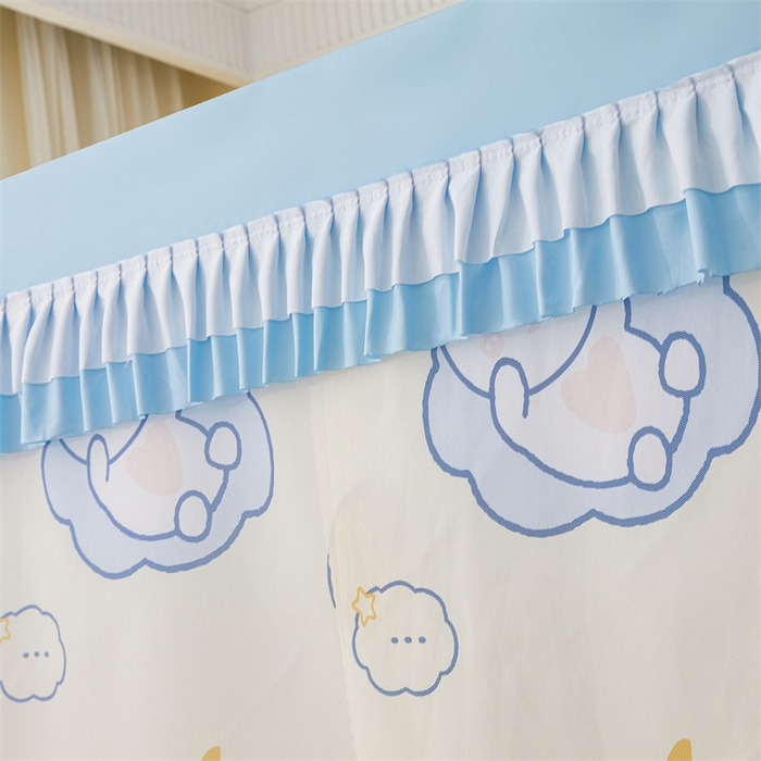 91家纺网 家纺一手货源 找家纺 浪幔纱蚊帐 2025新款A类可拆卸床单全底防摔蚊帐遮光床帘一体式回底拉链坐床 星月小兔【回底款】