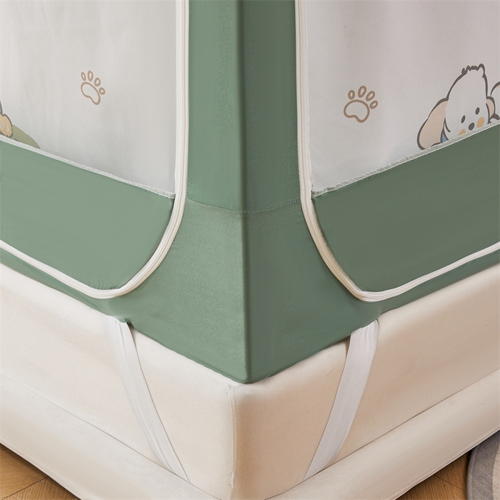 91家纺网 家纺一手货源 找家纺 浪幔纱蚊帐 2025新款A类可拆卸床单全底防摔蚊帐遮光床帘一体式回底拉链坐床 幸运狗【回底款】