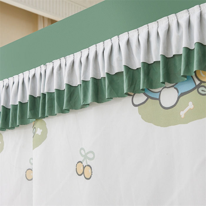 91家纺网 家纺一手货源 找家纺 浪幔纱蚊帐 2025新款A类可拆卸床单全底防摔蚊帐遮光床帘一体式回底拉链坐床 幸运狗【回底款】