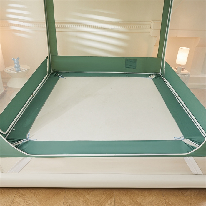 91家纺网 家纺一手货源 找家纺 浪幔纱蚊帐 2025新款A类可拆卸床单全底防摔蚊帐遮光床帘一体式回底拉链坐床 橄榄绿【回底款】