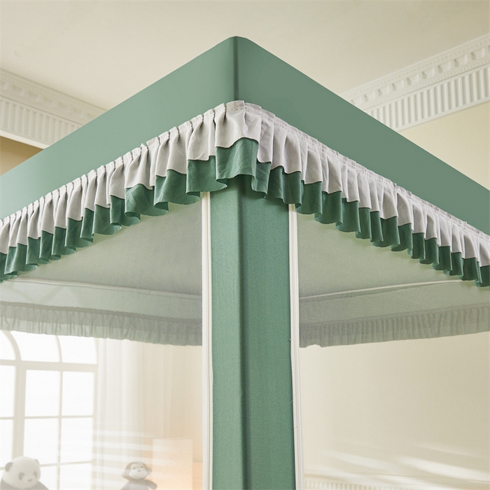 91家纺网 家纺一手货源 找家纺 浪幔纱蚊帐 2025新款A类可拆卸床单全底防摔蚊帐遮光床帘一体式回底拉链坐床 橄榄绿【回底款】