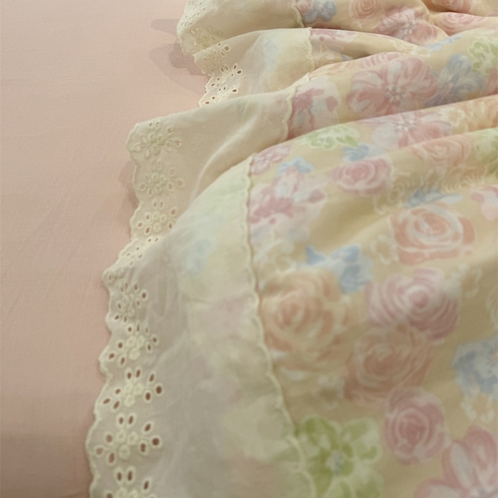 91家纺网 家纺一手货源 找家纺 （总）眠博士2025新款双层纱印花花边夏被花卉系列 