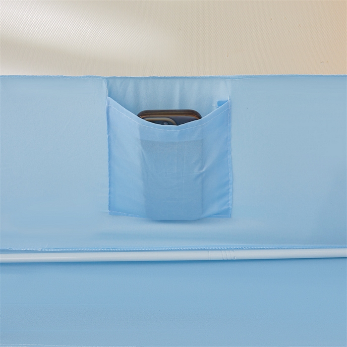 91家纺网 家纺一手货源 找家纺 浪幔纱蚊帐 2025新款A类可拆卸床单全底防摔蚊帐遮光床帘一体式回底拉链坐床 舒亚蓝【回底款】