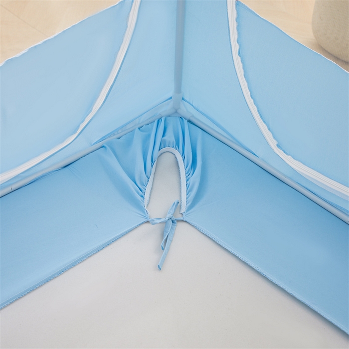 91家纺网 家纺一手货源 找家纺 浪幔纱蚊帐 2025新款A类可拆卸床单全底防摔蚊帐遮光床帘一体式回底拉链坐床 舒亚蓝【回底款】